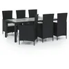 Image de Vidaxl Salon D'extÃ©rieur 7 Pcs Avec Coussins RÃ©sine TressÃ©e Noir