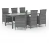 Image de Vidaxl Mobilier Ã DÃ®ner De Jardin 7pcs Et Coussins RÃ©sine TressÃ©e Gris