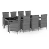 Image de Vidaxl Mobilier Ã DÃ®ner De Jardin 9pcs Et Coussins RÃ©sine TressÃ©e Gris