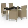 Image de Vidaxl Mobilier Ã DÃ®ner De Jardin 5 Pcs Coussins RÃ©sine TressÃ©e Beige