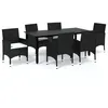 Image de Vidaxl Mobilier Ã DÃ®ner De Jardin Et Coussins 7pcs RÃ©sine TressÃ©e Noir
