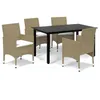 Image de Vidaxl Meubles Ã DÃ®ner De Jardin Et Coussins 5 Pcs Poly Rotin Beige