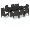 Image de Vidaxl Meubles Ã DÃ®ner De Jardin Et Coussins 9 Pcs Poly Rotin Marron