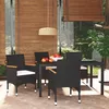 Image de Vidaxl Ensemble Ã DÃ®ner De Jardin Avec Coussins 5 Pcs Poly Rotin Noir