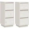 Image de vidaXL Buffets 2 pcs Blanc 32x34x75 cm Bois massif de pin
