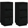 Image de vidaXL Buffets 2 pcs Noir 32x34x75 cm Bois massif de pin