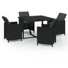 Image de Vidaxl Mobilier Ã DÃ®ner De Jardin Et Coussins 5pcs RÃ©sine TressÃ©e Noir
