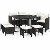 Image de Vidaxl Mobilier Ã DÃ®ner De Jardin Et Coussins 9pcs RÃ©sine TressÃ©e Noir