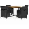 Image de Vidaxl Mobilier Ã DÃ®ner De Jardin Et Coussins 5pcs RÃ©sine TressÃ©e Noir