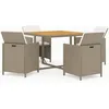 Image de Vidaxl Meubles Ã DÃ®ner De Jardin 5 Pcs Et Coussins Poly Rotin Beige