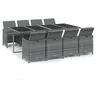 Image de Vidaxl Ensemble Ã DÃ®ner De Jardin Coussins 9 Pcs RÃ©sine TressÃ©e Gris