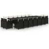 Image de Vidaxl Ensemble Ã DÃ®ner De Jardin Coussins 19 Pcs RÃ©sine TressÃ©e Noir