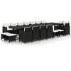Image de Vidaxl Ensemble Ã DÃ®ner De Jardin Coussins 19 Pcs RÃ©sine TressÃ©e Noir