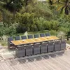 Image de vidaXL Ensemble Ã  manger de jardin 15 pcs coussins gris rÃ©sine tressÃ©e