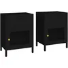 Image de vidaXL Tables de chevet 2 pcs Noir 40x30x54,5 cm Acier et verre