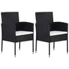 Image de Vidaxl Chaises De Jardin Coussins Blanc CrÃ¨me 2pcs Noir RÃ©sine TressÃ©e