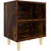 Image de vidaXL Table de chevet avec pieds en bois ChÃªne fumÃ© 40x30x50 cm