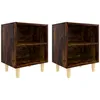 Image de Vidaxl Tables De Chevet Et Pieds En Bois 2 Pcs ChÃªne FumÃ© 40x30x50 Cm