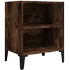 Image de Vidaxl Table De Chevet Avec Pieds En MÃ©tal ChÃªne FumÃ© 40x30x50 Cm