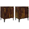 Image de Vidaxl Tables De Chevet Avec Pieds En MÃ©tal ChÃªne FumÃ© 40x30x50 Cm