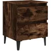 Image de Vidaxl Table De Chevet Avec Pieds En MÃ©tal ChÃªne FumÃ© 40x35x50 Cm