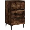 Image de Vidaxl Table De Chevet Avec Pieds En MÃ©tal ChÃªne FumÃ© 40x35x69 Cm
