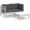 Image de Vidaxl Salon De Jardin 3 Pcs Avec Coussins Anthracite Bois De Pin