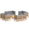Image de Vidaxl Salon De Jardin 9 Pcs Avec Coussins Gris Bois De Pin