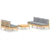 Image de Vidaxl Salon De Jardin 6 Pcs Avec Coussins Gris Bois De Pin