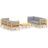 Image de Vidaxl Salon De Jardin 7 Pcs Avec Coussins Gris Bois De Pin