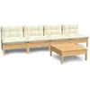 Image de Vidaxl Salon De Jardin 5 Pcs Avec Coussins CrÃ¨me Bois De Pin