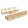 Image de Vidaxl Salon De Jardin 9 Pcs Avec Coussins CrÃ¨me Bois De Pin Massif