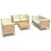 Image de Vidaxl Salon De Jardin 7 Pcs Avec Coussins CrÃ¨me Bois De Pin Massif