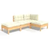Image de Vidaxl Salon De Jardin 4 Pcs Avec Coussins CrÃ¨me Bois De Pin Massif