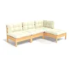 Image de Vidaxl Salon De Jardin 4 Pcs Avec Coussins CrÃ¨me Bois De Pin