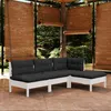 Image de Vidaxl Salon De Jardin 4 Pcs Avec Coussins Blanc Bois De Pin