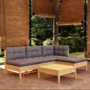 Image de Vidaxl Salon De Jardin 5 Pcs Avec Coussins Gris Bois De Pin