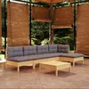 Image de Vidaxl Salon De Jardin 6 Pcs Avec Coussins Gris Bois De Pin
