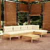 Image de Vidaxl Salon De Jardin 6 Pcs Avec Coussins CrÃ¨me Bois De Pin