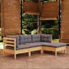 Image de Vidaxl Salon De Jardin 4 Pcs Avec Coussins Gris Bois De Pin