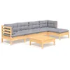 Image de Vidaxl Salon De Jardin 6 Pcs Avec Coussins Gris Bois De Pin