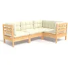 Image de Vidaxl Salon De Jardin 4 Pcs Avec Coussins CrÃ¨me Bois De Pin