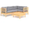 Image de Vidaxl Salon De Jardin 5 Pcs Avec Coussins Gris Bois De Pin