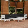 Image de Vidaxl Salon De Jardin 7 Pcs Avec Coussins Blanc Bois De Pin