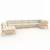 Image de Vidaxl Salon De Jardin 7 Pcs Avec Coussins CrÃ¨me Bois De Pin