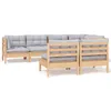 Image de Vidaxl Salon De Jardin 7 Pcs Avec Coussins Gris Bois De Pin Massif