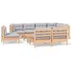 Image de Vidaxl Salon De Jardin 9 Pcs Avec Coussins Gris Bois De Pin Massif