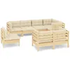 Image de Vidaxl Salon De Jardin 8 Pcs Avec Coussins CrÃ¨me Bois De Pin Massif