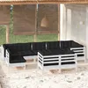 Image de Vidaxl Salon De Jardin 9 Pcs Avec Coussins Blanc Bois De Pin Massif