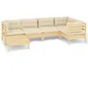 Image de Vidaxl Salon De Jardin 6 Pcs Avec Coussins CrÃ¨me Bois De Pin Massif